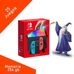 Consola Nintendo Switch Neon - MAGICA - 25 Juegos + Memoria 256 GB - Nueva.
